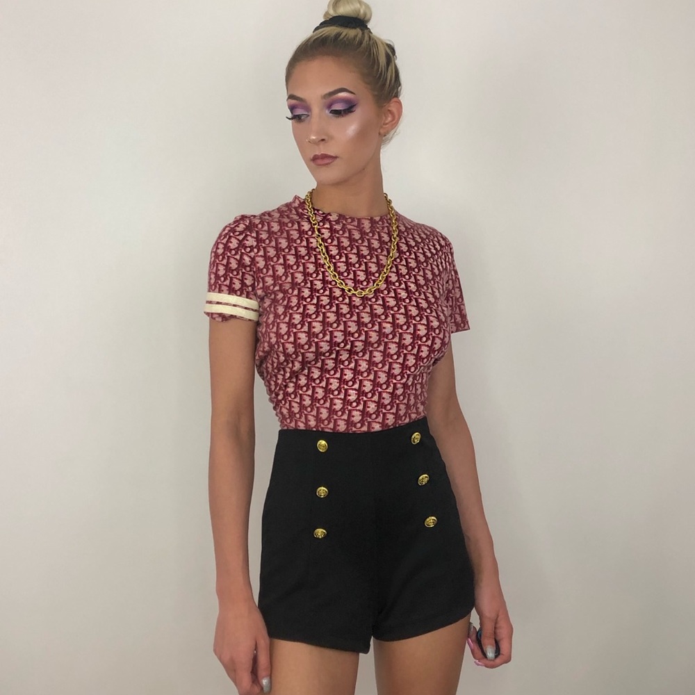 BLACK HIGH WAISTED SAILOR SHORTS